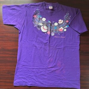 Vintage Florida T Shirt Purple Seashells Beach 90s Single Stitch USA Size XL